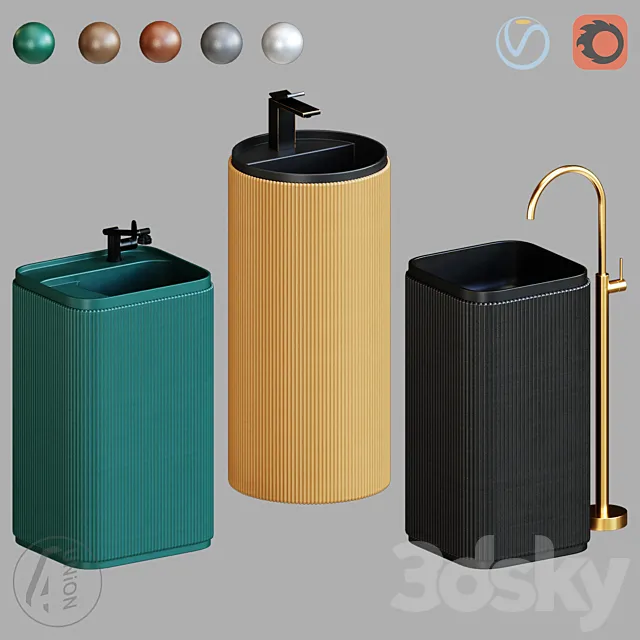 Washbasin RUST A WB-0041_B WB-0042_C WB-0043 4Union.ru 3D Model