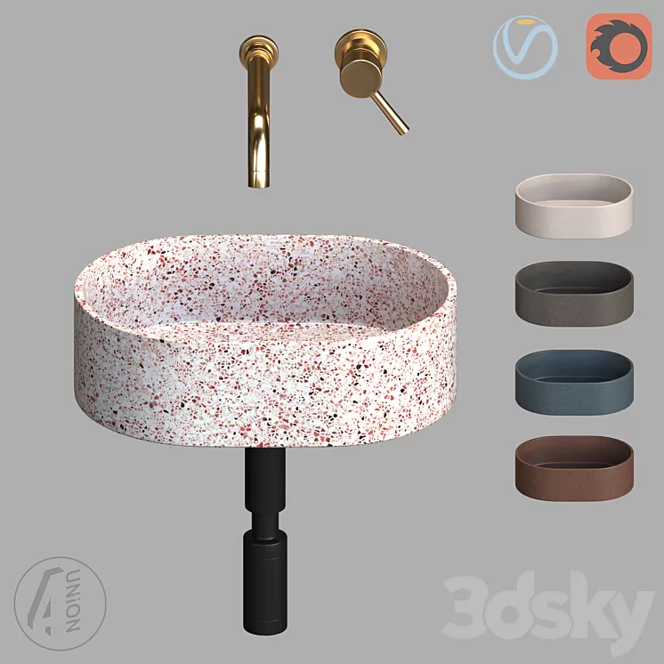 Washbasin terazzo b 3D Model