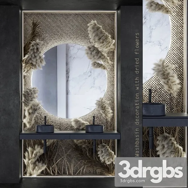 Washbasing Decoration With Dried Flowers 3D Model Free