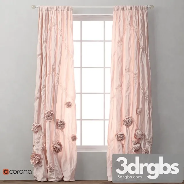 washed appliqued fleur drapery 3D Model Free