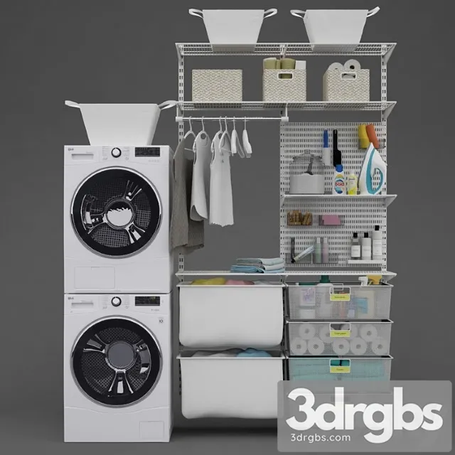 Washer And Dryer Lg And Laundry 3D Model Free