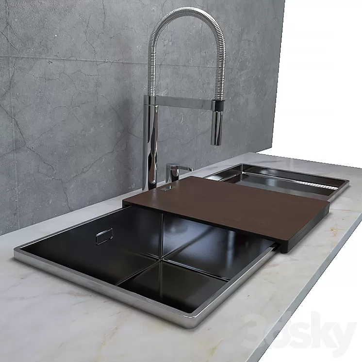 Washing Blanco Attika and mixer Blanco culina-s duo 3D Model