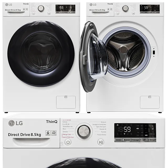Washing machine LG F2V5GS0WT 3D Model