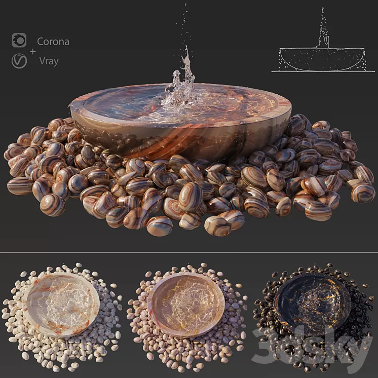 Water Bowl Fountain 1 3D Model