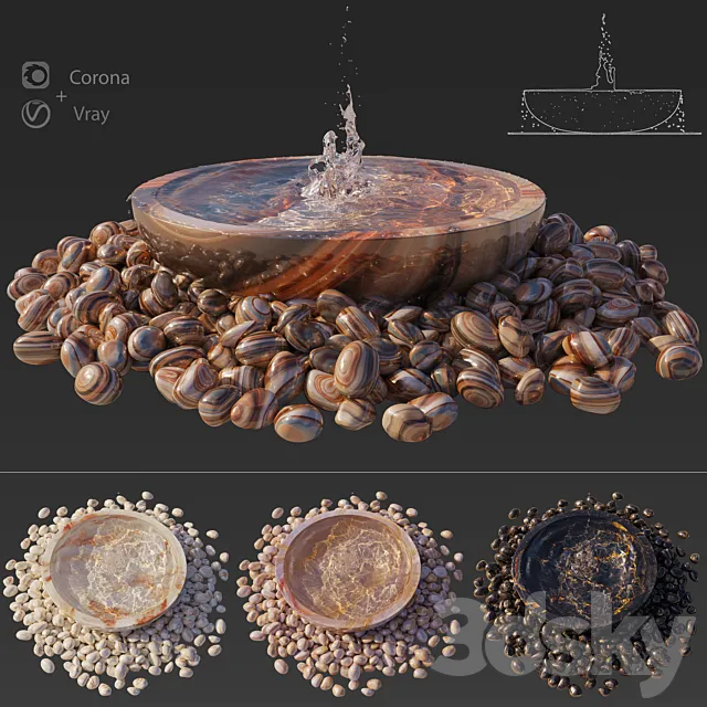 Water Bowl Fountain 1 3DModel