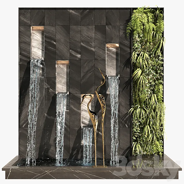 Water falls with Birds Free Download