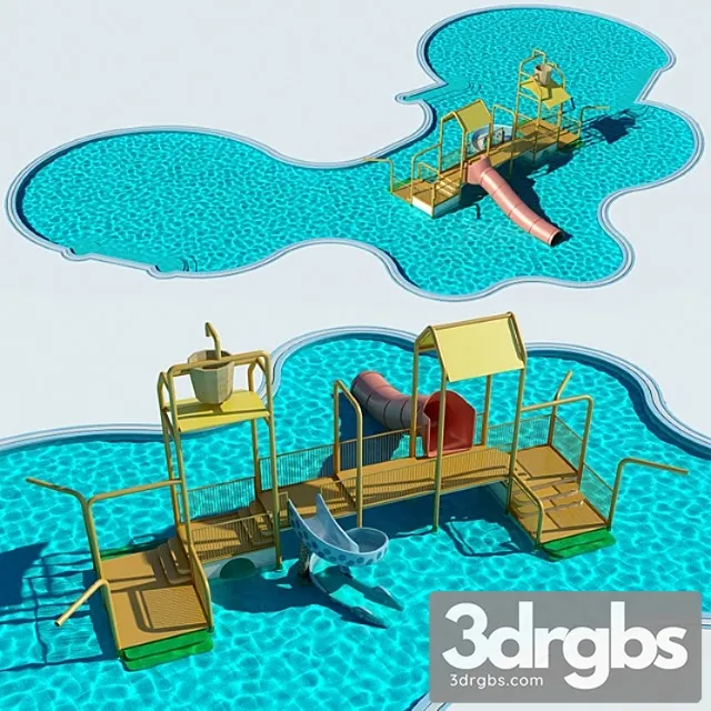 Water Tower I Pool Aquatower And Waterpool 2 3D Model Download