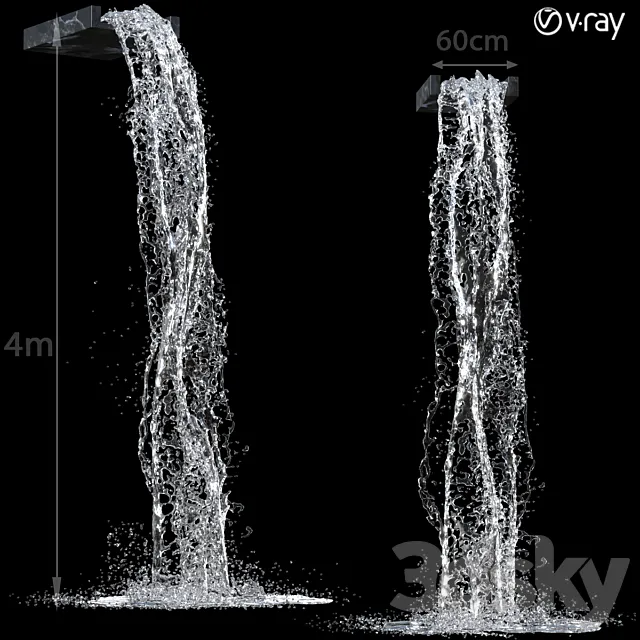 Waterfall fountains 002 3D Model