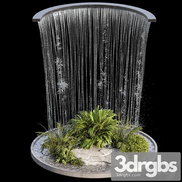 Waterfall Fountains and Plant 07 3D Model Free