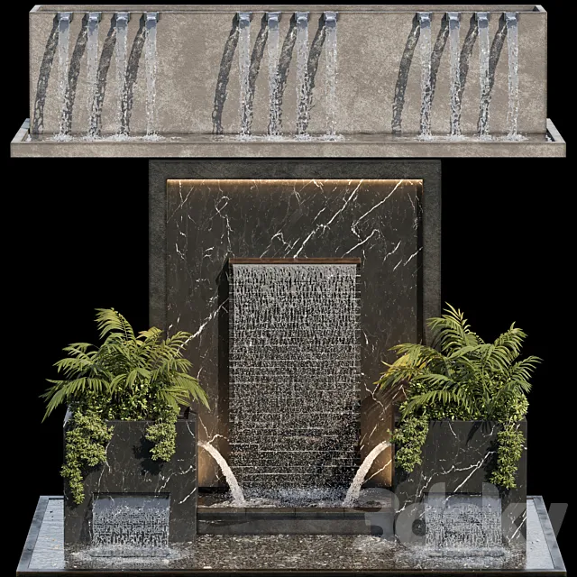 Waterfall fountains cascade 04 3DModel