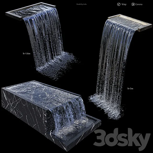 Waterfall fountains cascade Water Features 3DModel