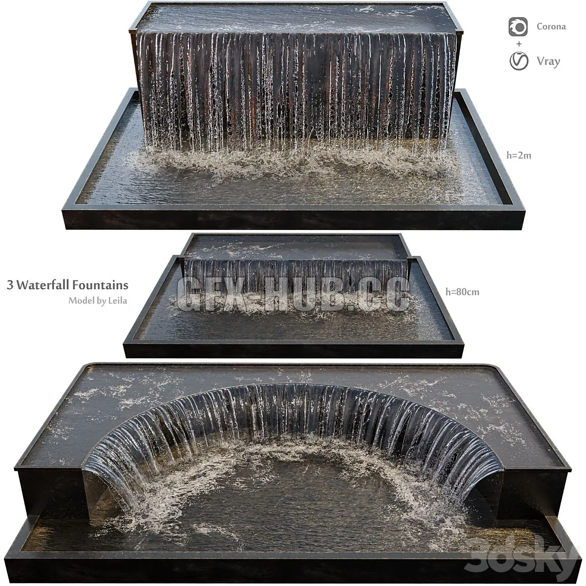 Waterfall fountains grand cascade 3D Model