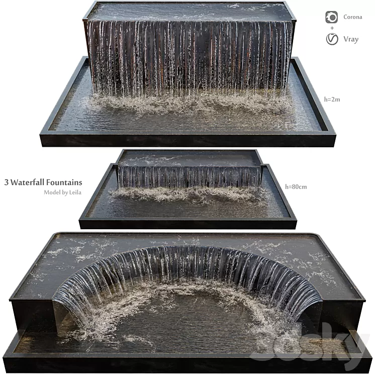 Waterfall fountains grand cascade 3D Model