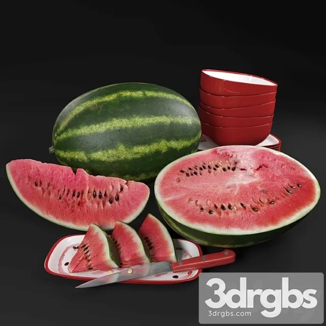 Watermelon set 3D Model Free