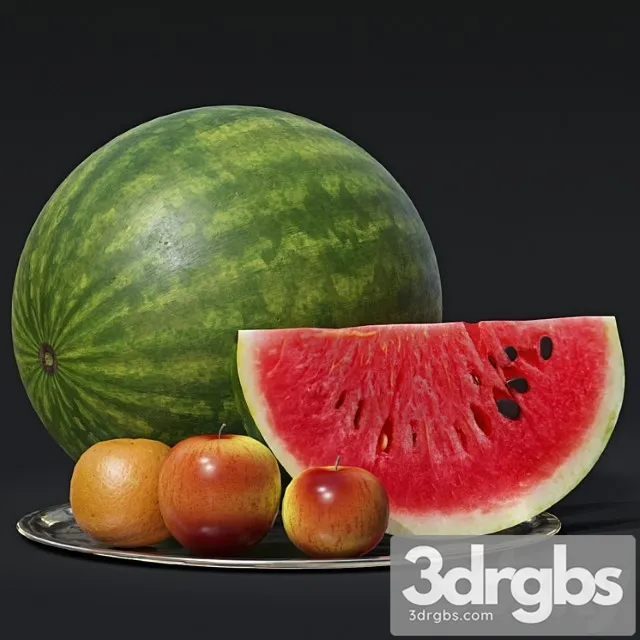 Watermelon with fruit 3D Model Free