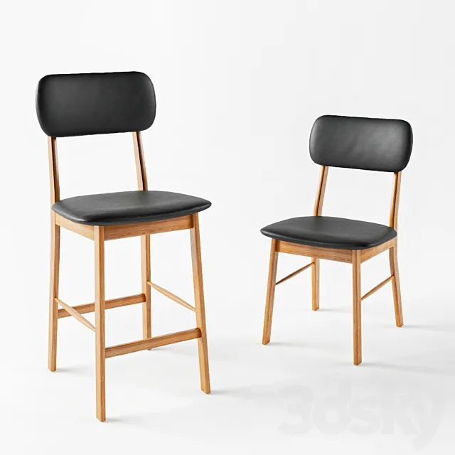 Watford La Redoute bar or counter stool and chair 3D Model