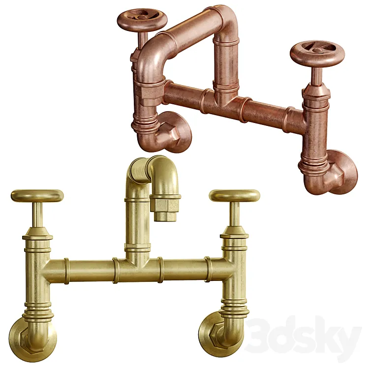 Watts Wall-Mount Bridge Bathroom Faucet 3D Model Free