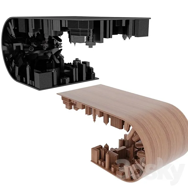 Wave city table 3D Model