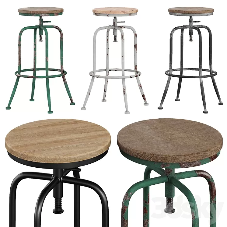 Wayfair Grundy Swivel Bar Stool 3D Model
