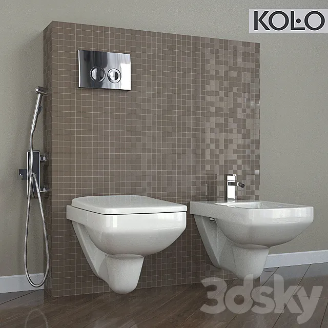 WC suspended NOVA PRO Rimfree hung bidet rectangular tm KOLO 3DModel