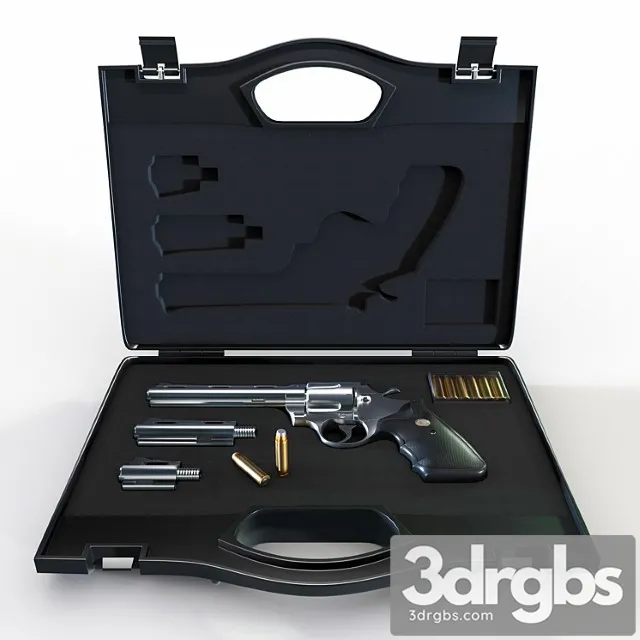 Weapon case with revolver 3D Model Free