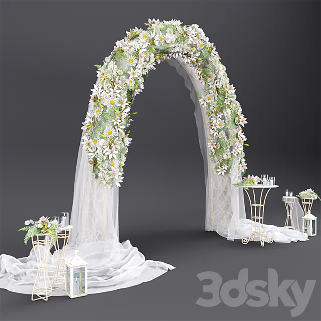 Wedding arch with flowers  3D Model