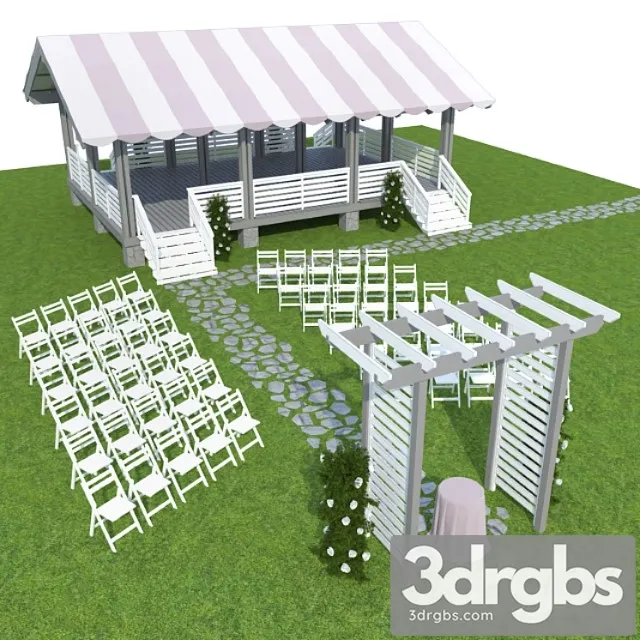 Wedding Arch with Surroundings 3D Model Free