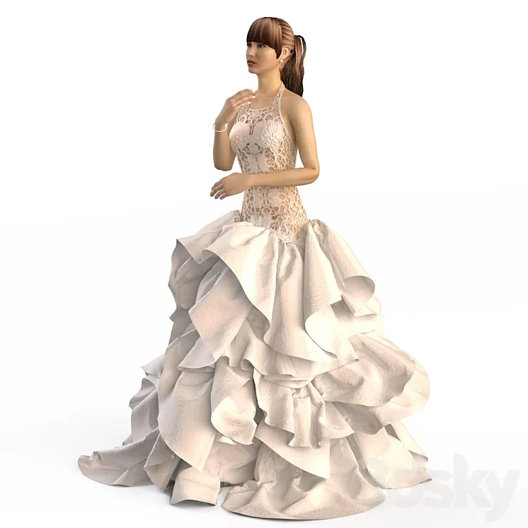 Wedding Evening Dress 2 3D Model