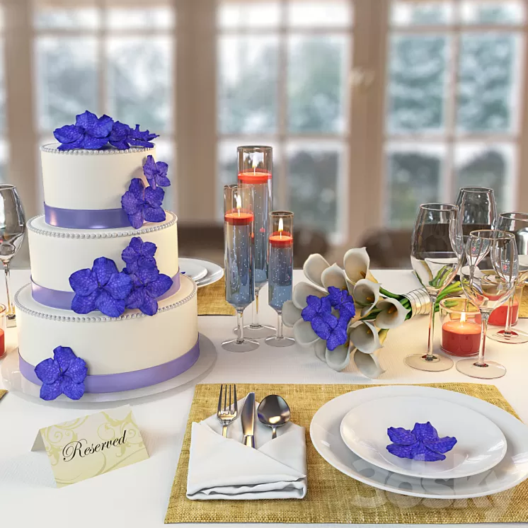 Wedding table setting 3D Model