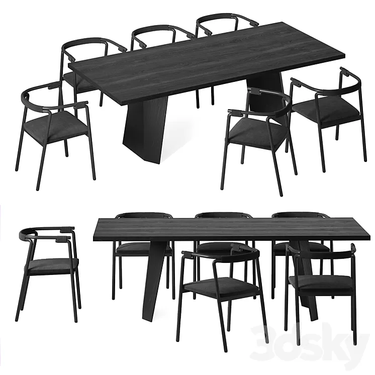 Wedge table and Rivulet chair. living divani. 3D Model