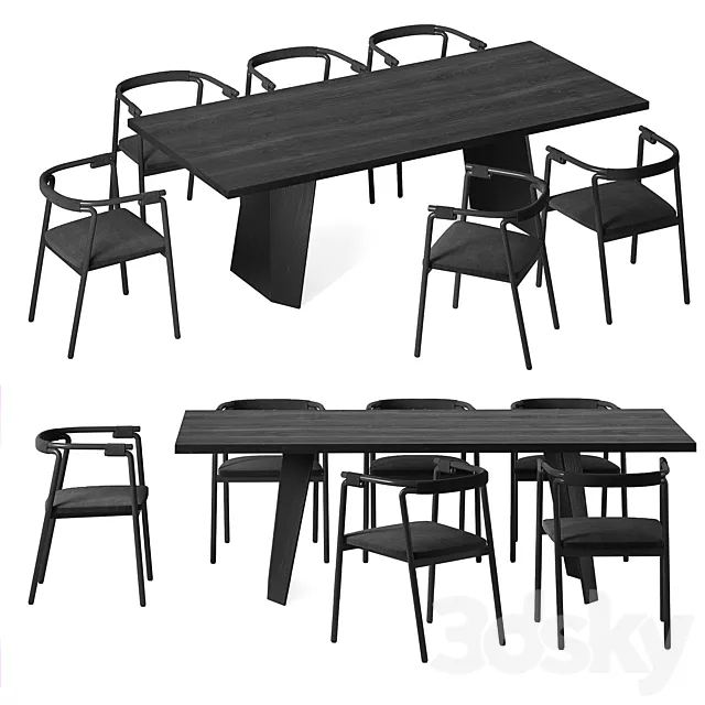 Wedge table and Rivulet chair. living divani. 3DModel