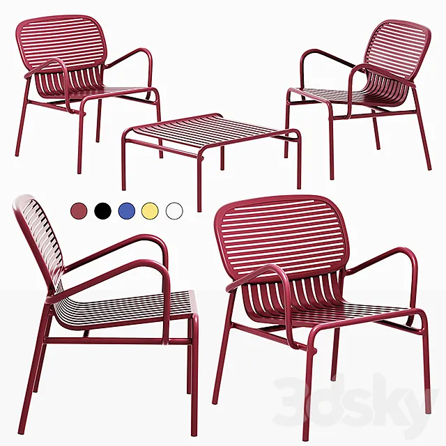 Week-End Outdoor Armchair + Outdoor Coffee Table 3D Model