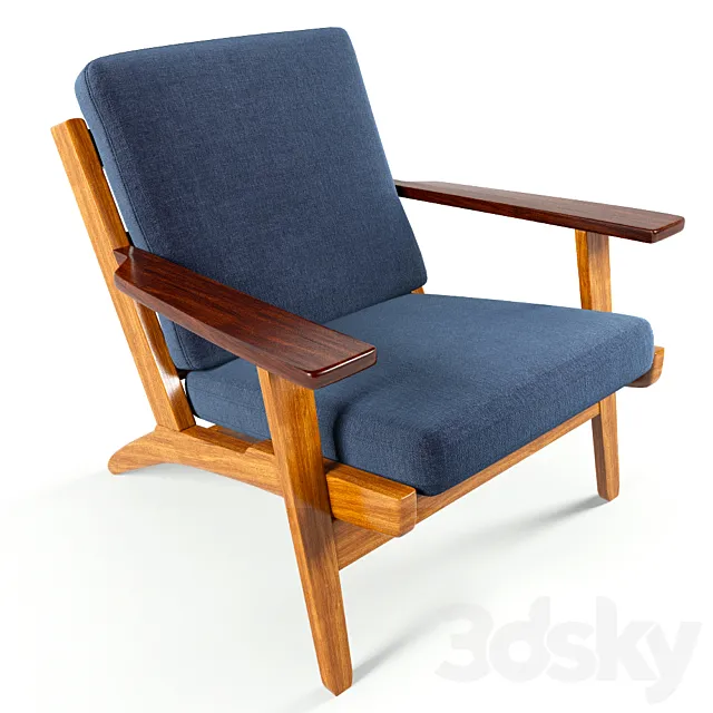 Wegner Style Plank ArmChair 3DModel