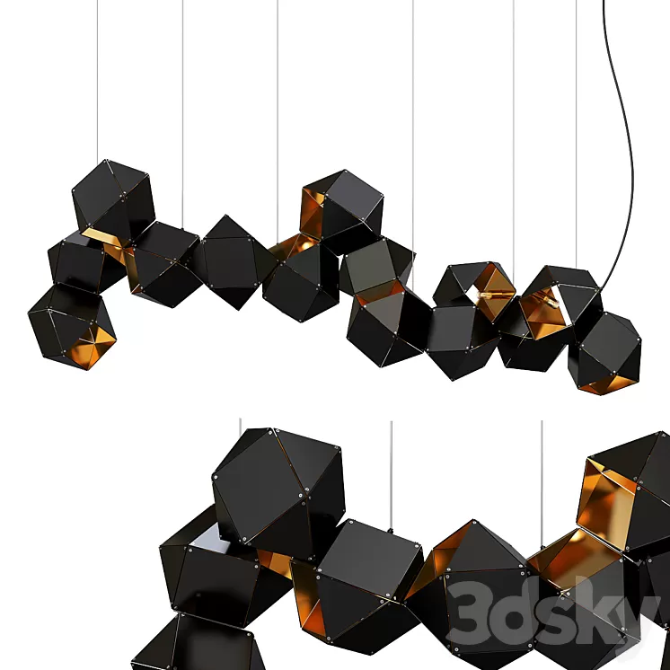 Welles long chandelier 3D Model