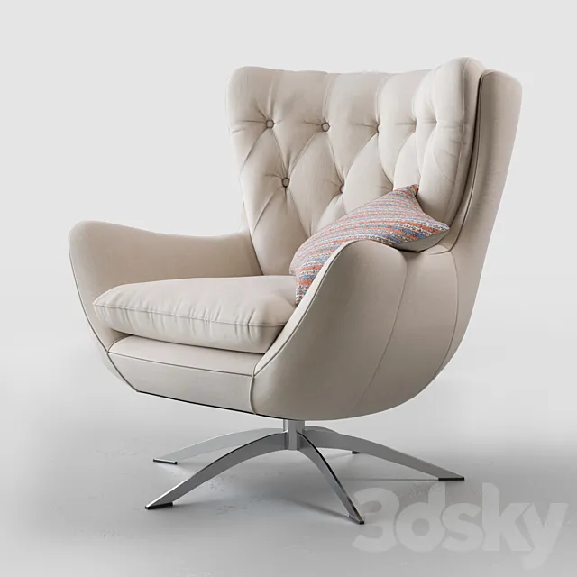 WELLS UPHOLSTERED SWIVEL ARMCHAIR 3D Model