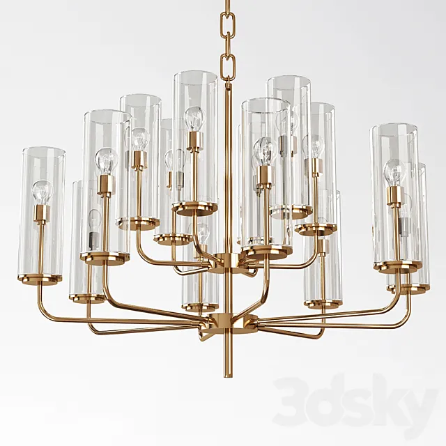 Wentworth 12 - Light Shaded Tiered Chandelier 3D Model