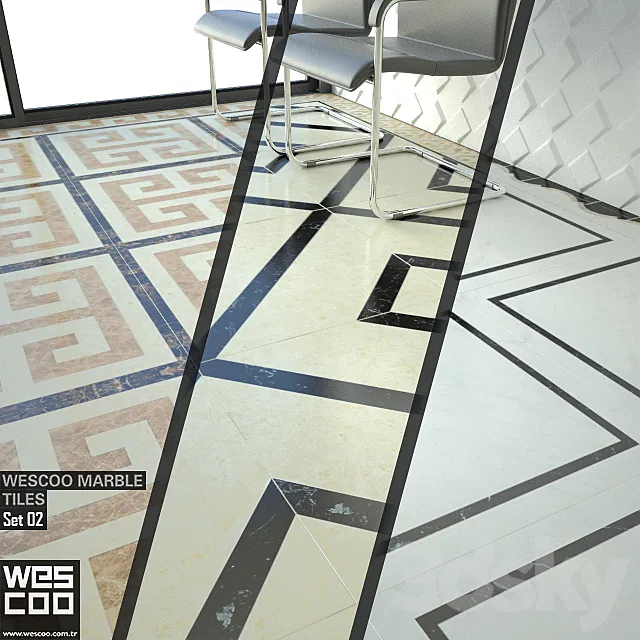 WESCOO Marble Tiles WATERJET DECORS. ACCESSORIES Set 02 3DModel