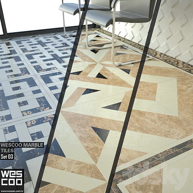 WESCOO Marble Tiles WATERJET DECORS ACCESSORIES Set 03 3D Model