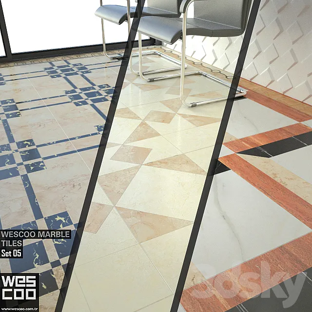 WESCOO Marble Tiles WATERJET DECORS ACCESSORIES Set 05 3D Model