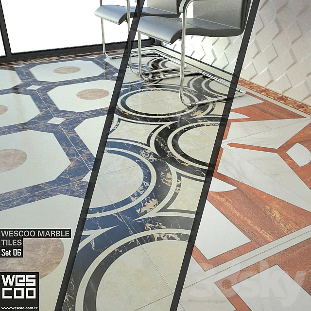 WESCOO Marble Tiles WATERJET DECORS. ACCESSORIES Set 06 3DModel