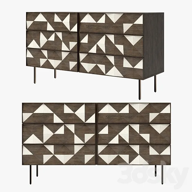 West Elm _ Diamond Rhombus 6-Drawer Dresser 3D Model