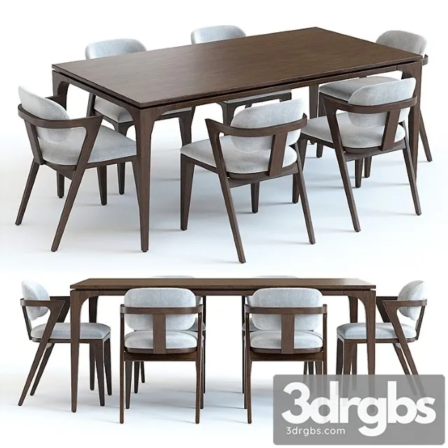 West Elm Adam Court Table And Chairs 3D Model Free
