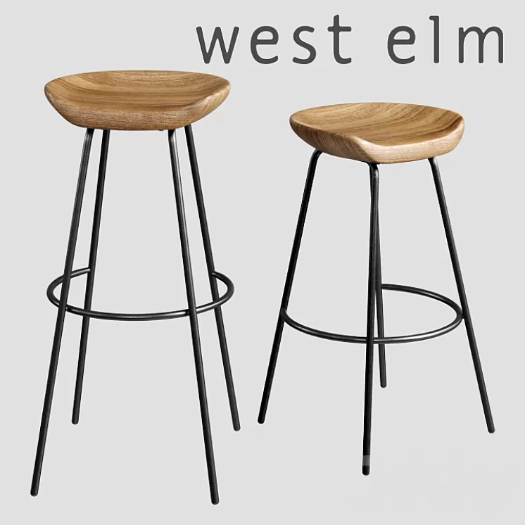 WEST ELM Alden Bar + Counter Stools 3D Model