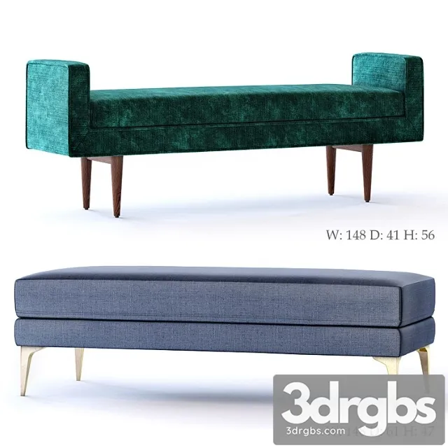 West elm andes and landry bench 2 3D Model Free