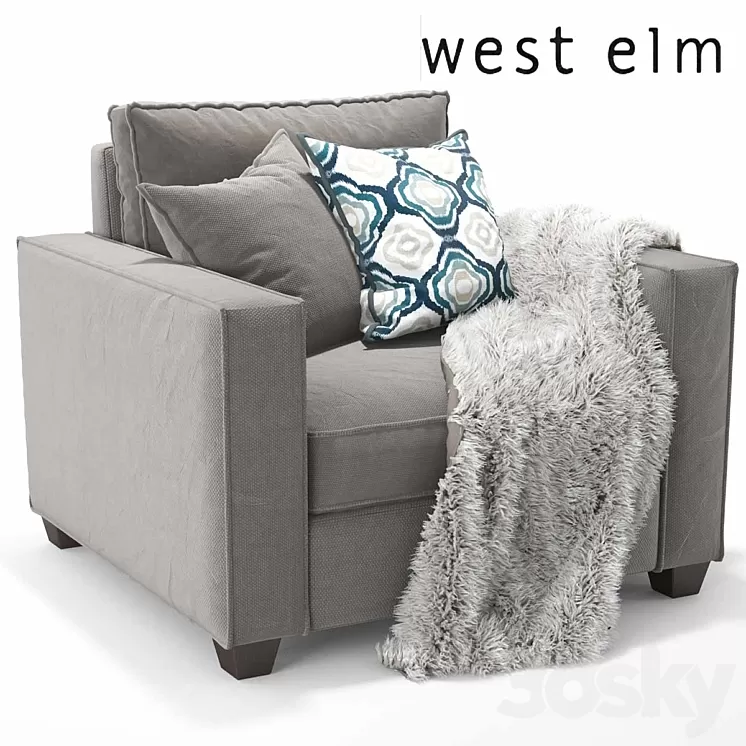 West elm armchair 01 3D Model