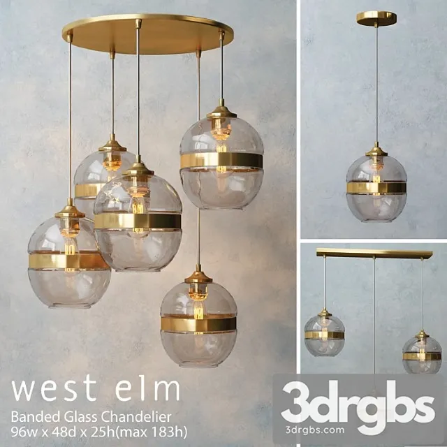 West Elm Banded Glass Chandelier 3D Model Free