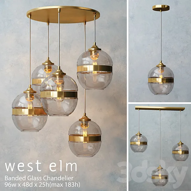 West elm - Banded Glass Chandelier 3D Model