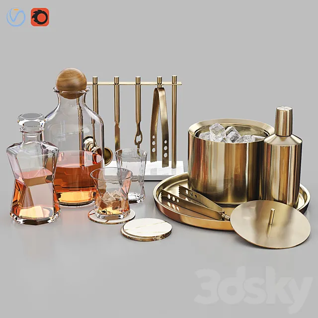 WEST ELM Bar Whiskey Set V2 3DModel