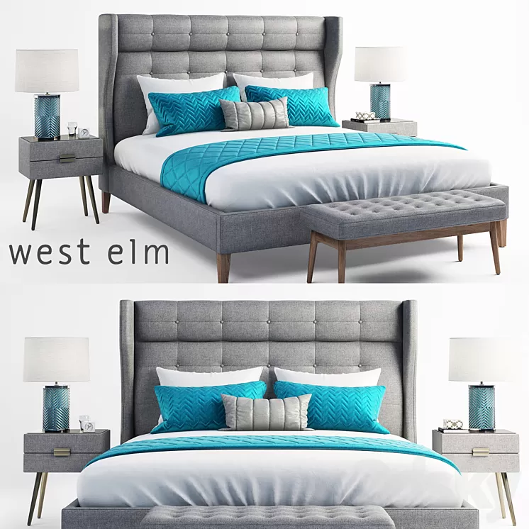 West elm bed 3D Model