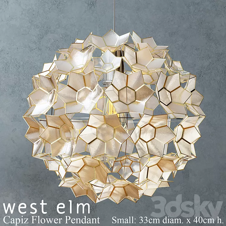 West elm – Capiz Flower Pendant 3D Model